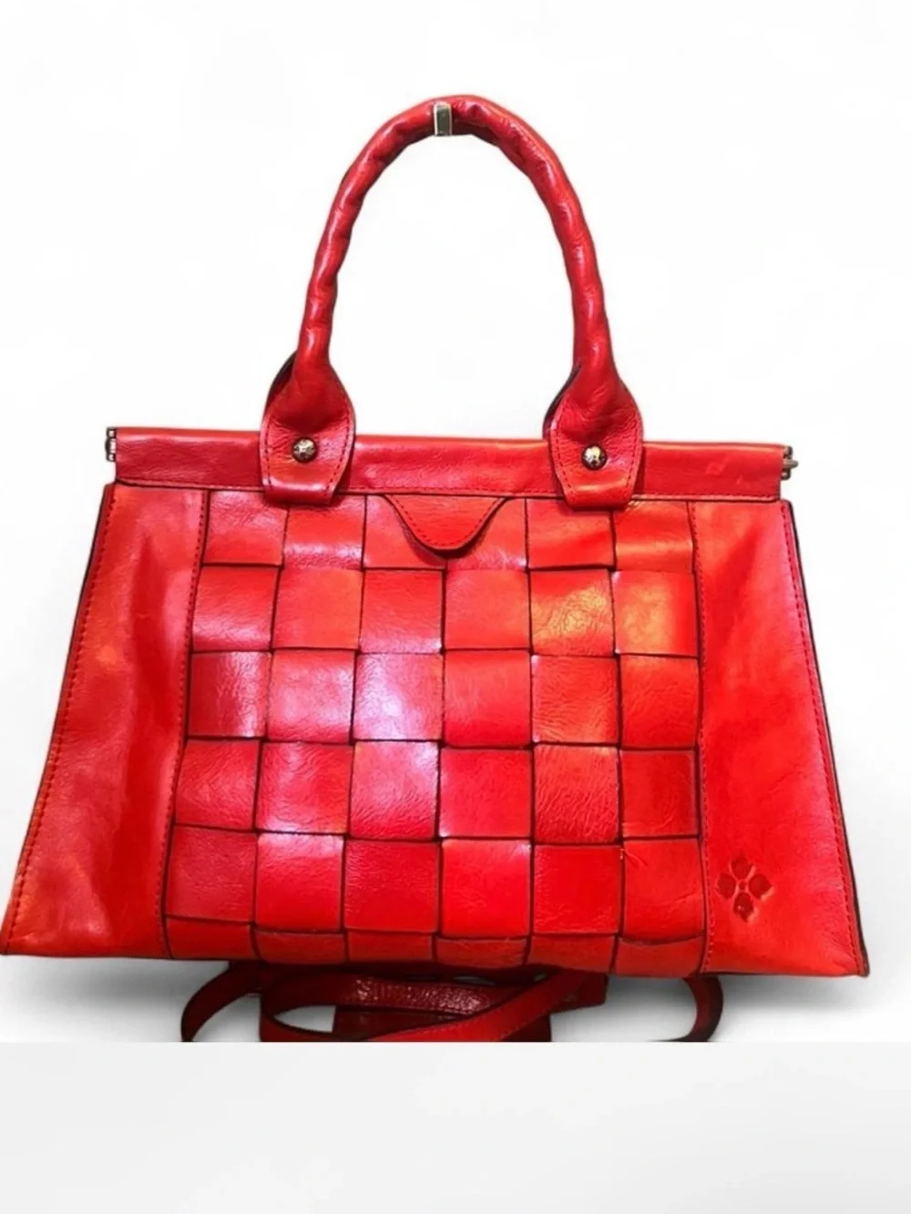 Patricia Nash Leather Basketweave Zaragoza Satchel